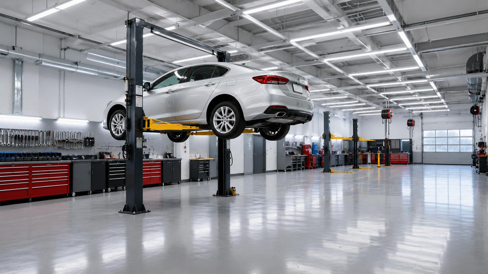 Car service professional at work