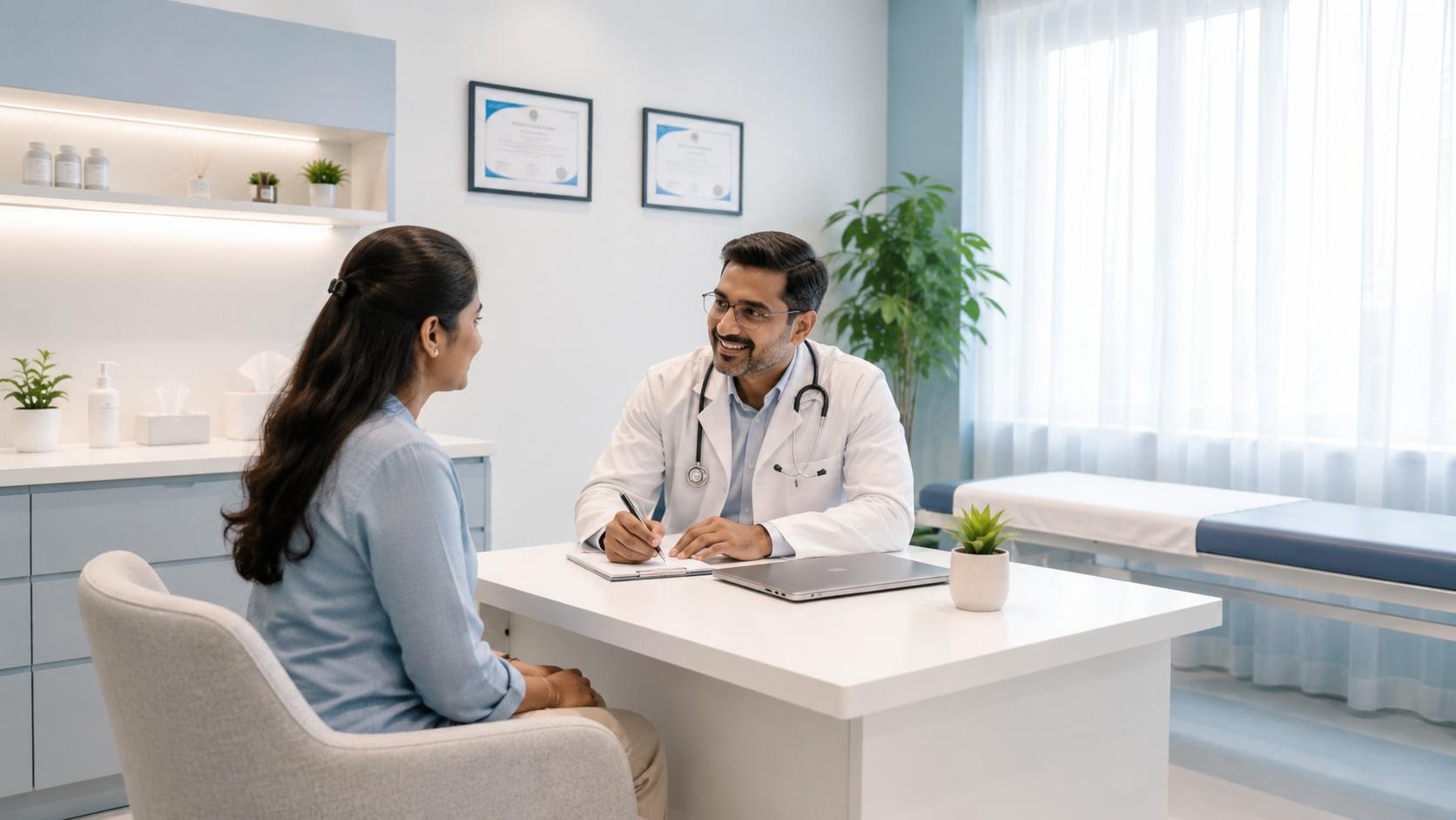 Clinic professional with a patient