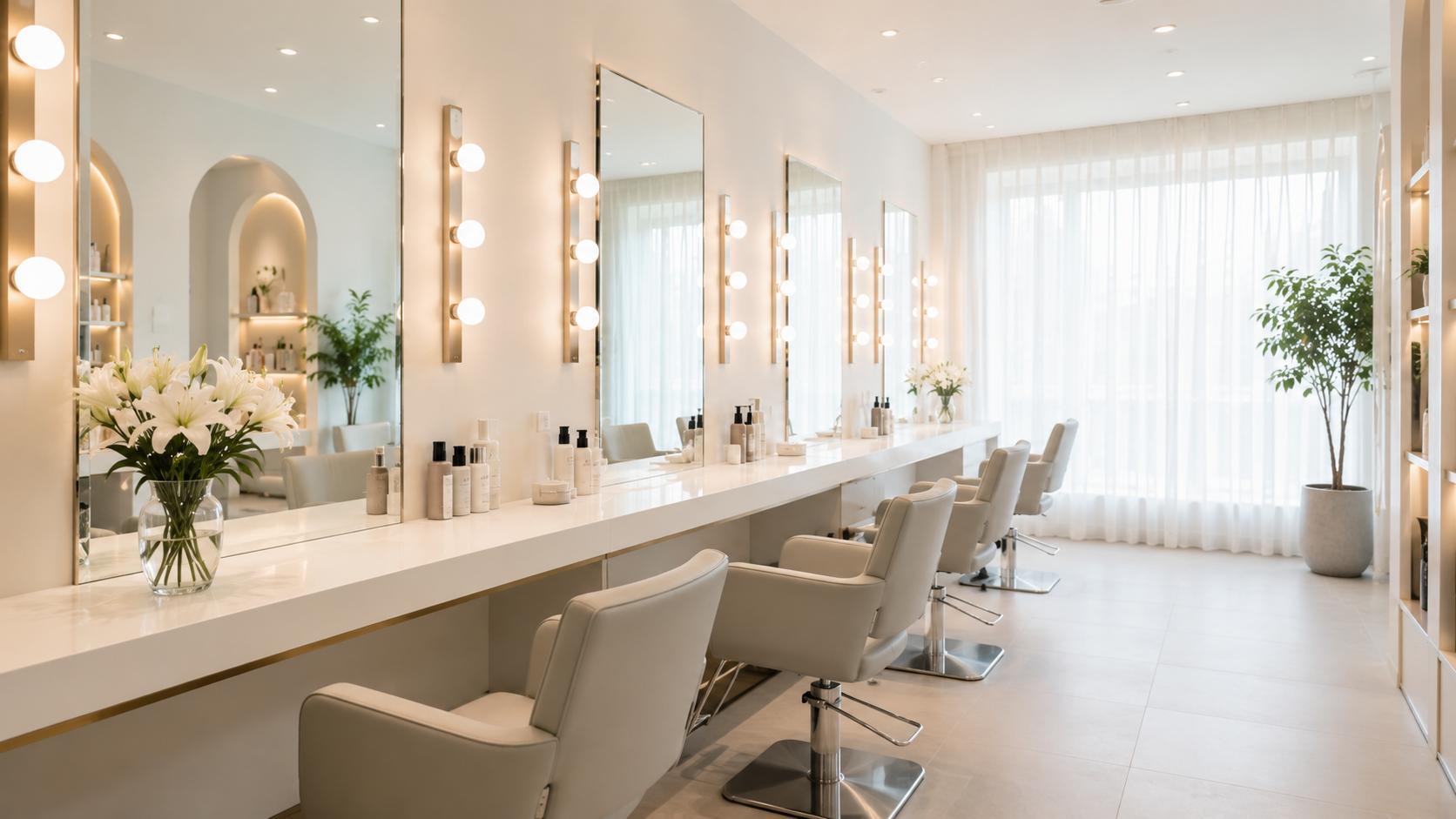 Salon stylist with a client
